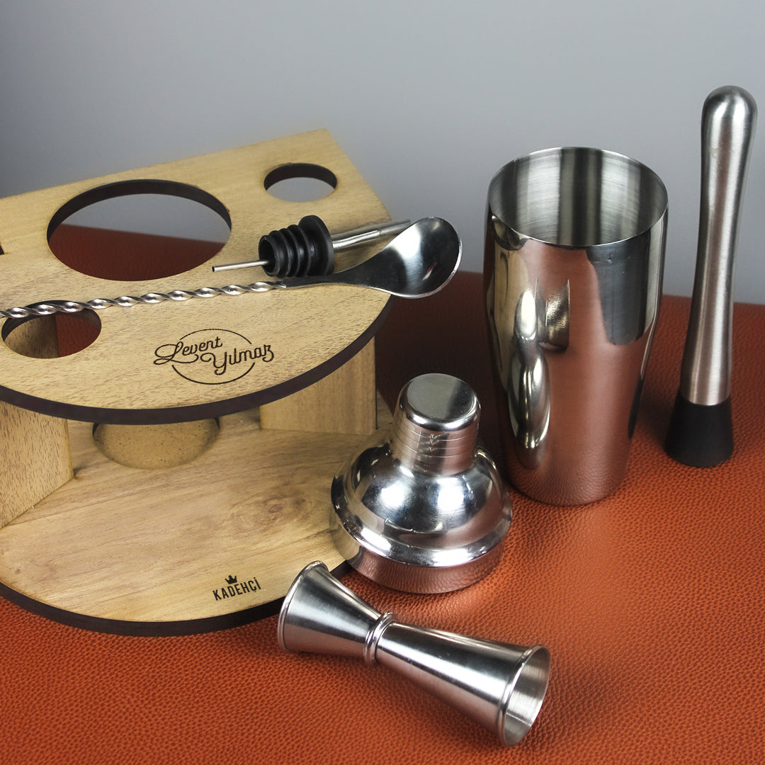 Ahşap Standlı Kokteyl Seti