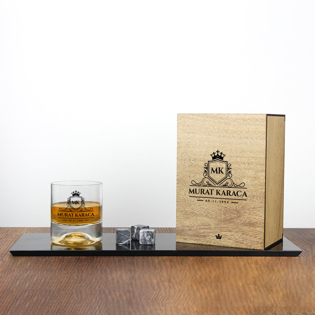 Royal - Ahşap Kutulu Simple Viski Kadehi