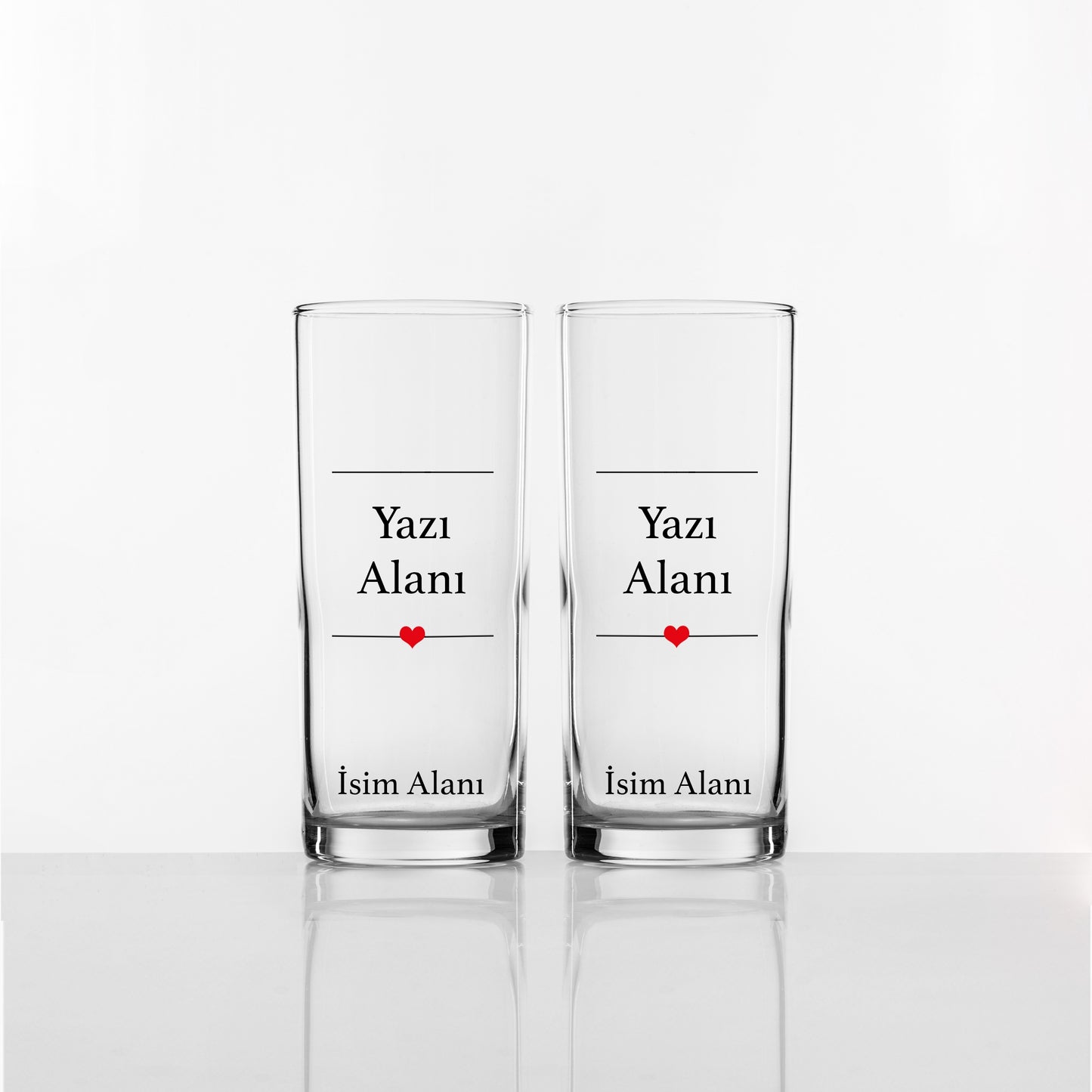 Heart Yazılı & İsimli - Kişiye Özel İkili Rakı Kadehi