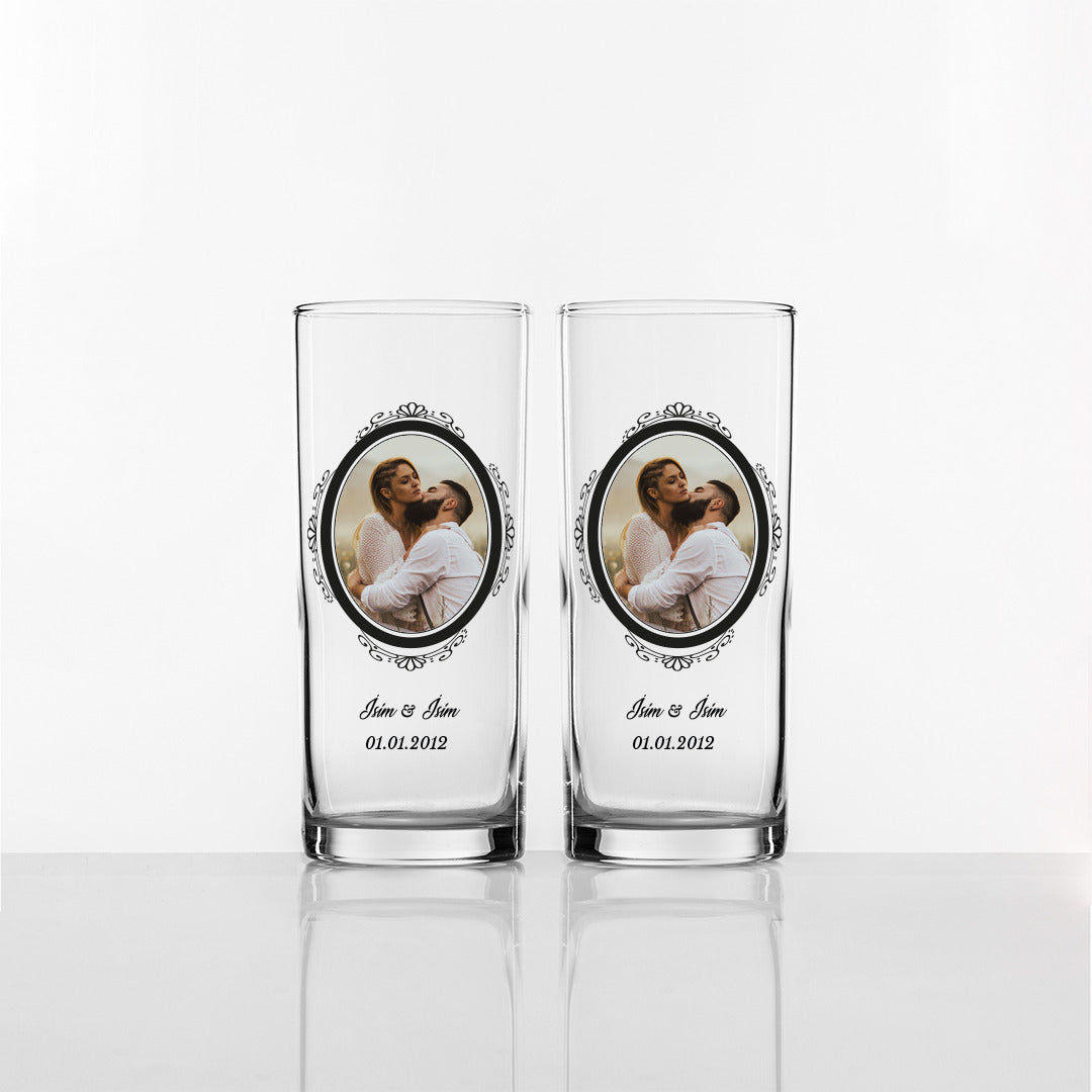 Black Frame Fotoğraflı - Kişiye Özel İkili Rakı Kadehi