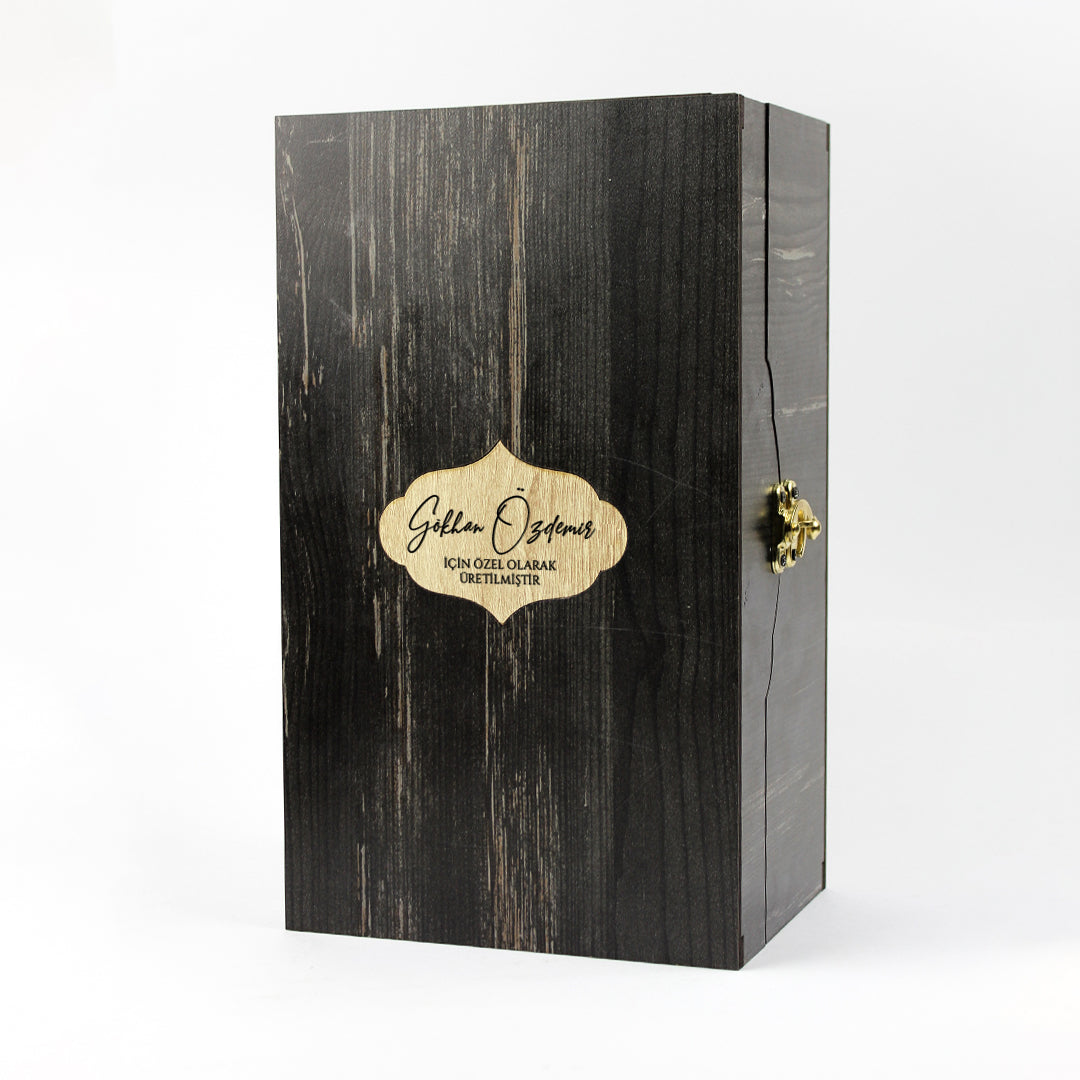 İmza - Ahşap Kutulu Kişiye Özel İkili Viski Kadehi Seti