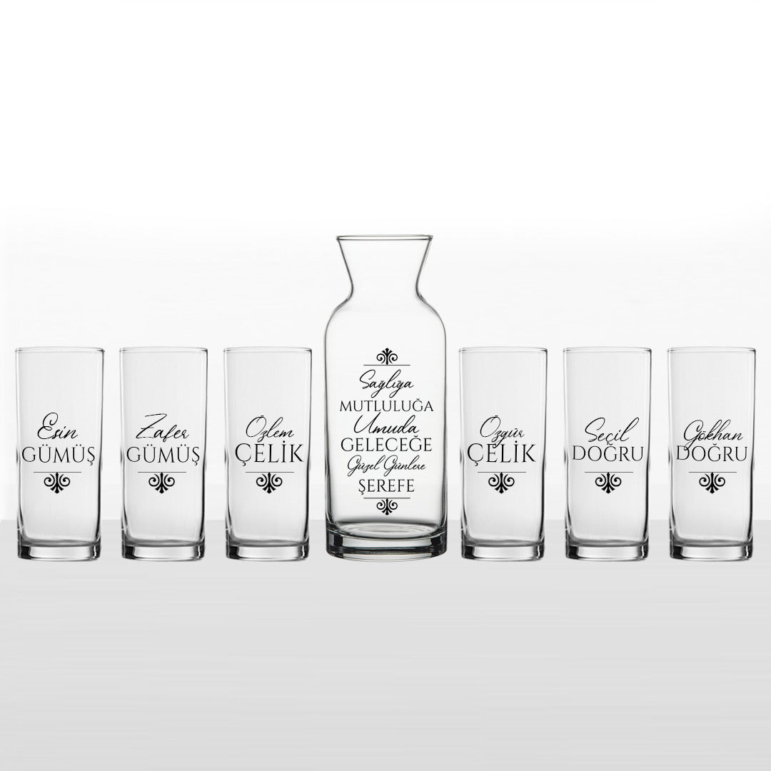 İsimli - 6+1 Rakı Kadehi ve Karaf Seti
