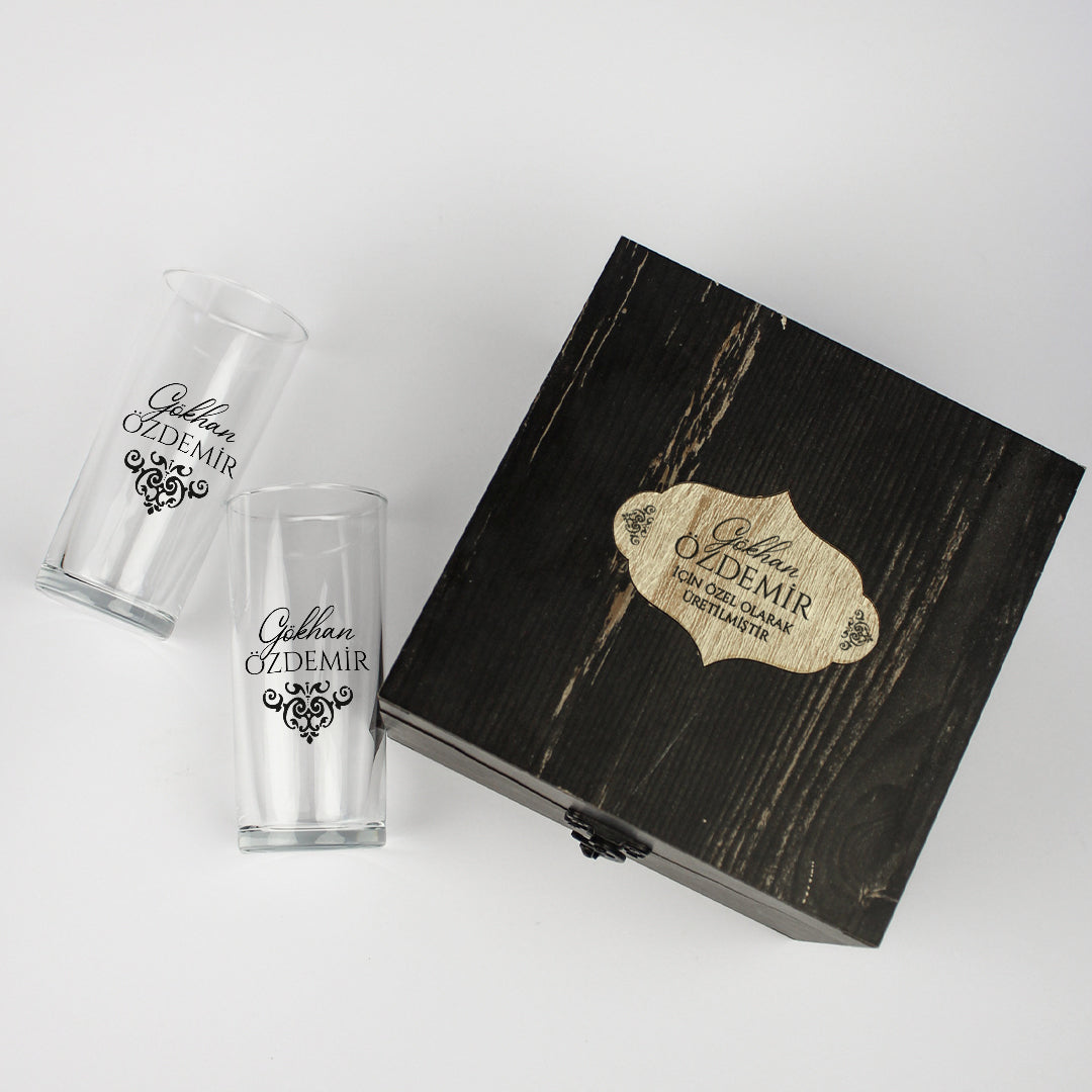 Aloha - Ahşap Kutulu İkili Rakı Kadehi Seti