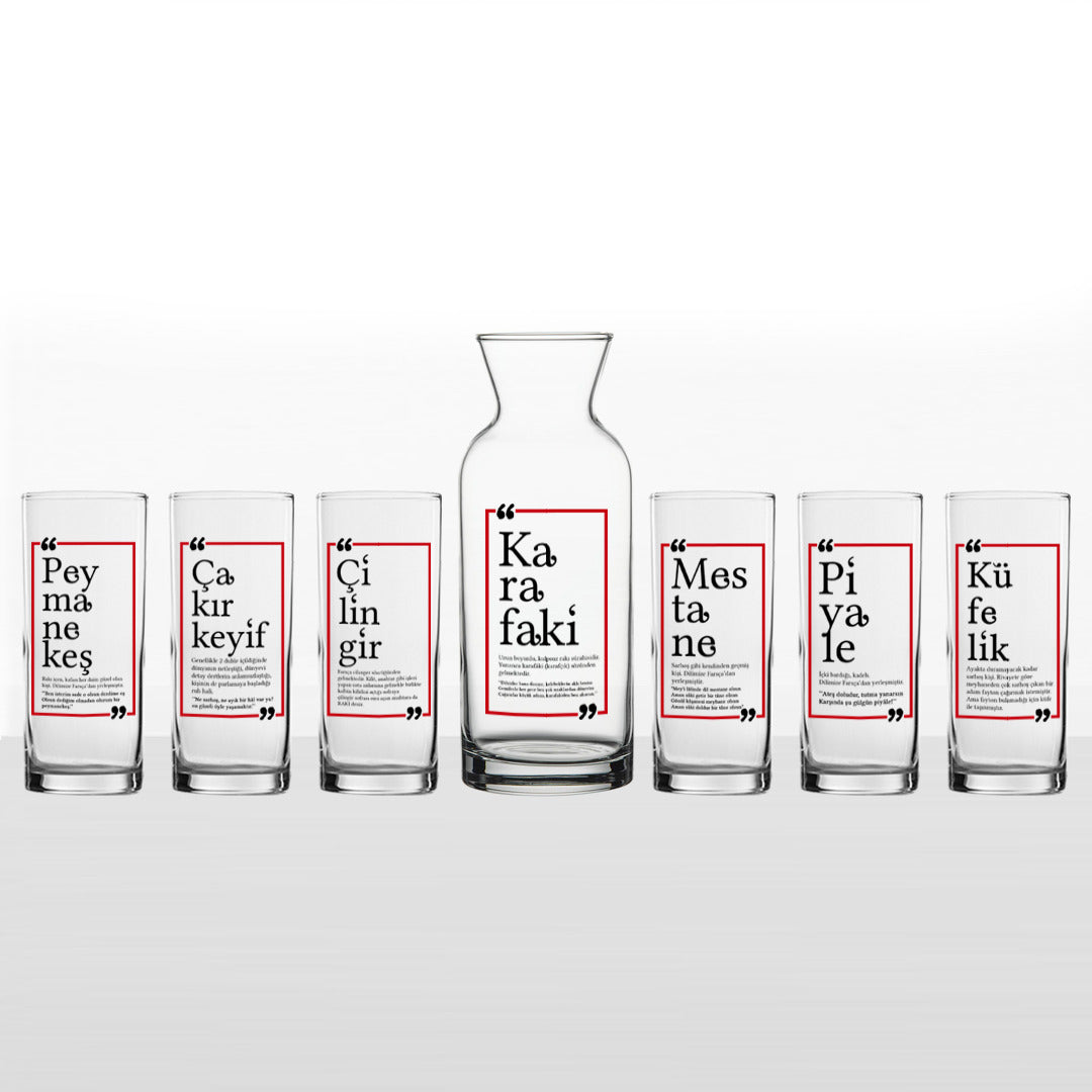Rakı Sözlüğü - 6+1 Rakı Kadehi & Karaf Seti