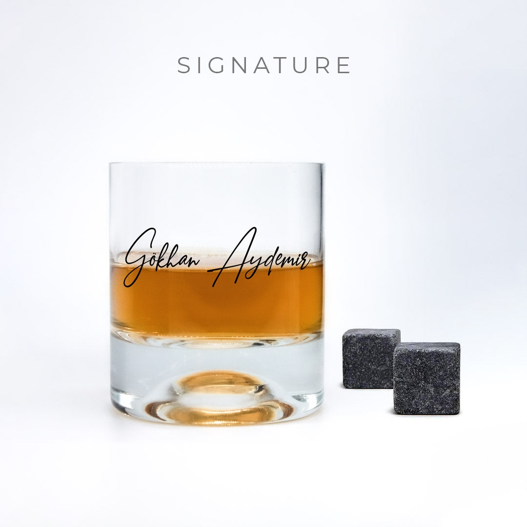 Signature - Özel Ahşap Kutulu Viski Bardağı & Çakmak Seti
