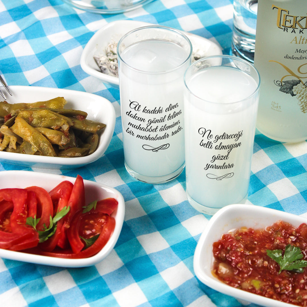Yazılı - İkili Rakı Kadehi