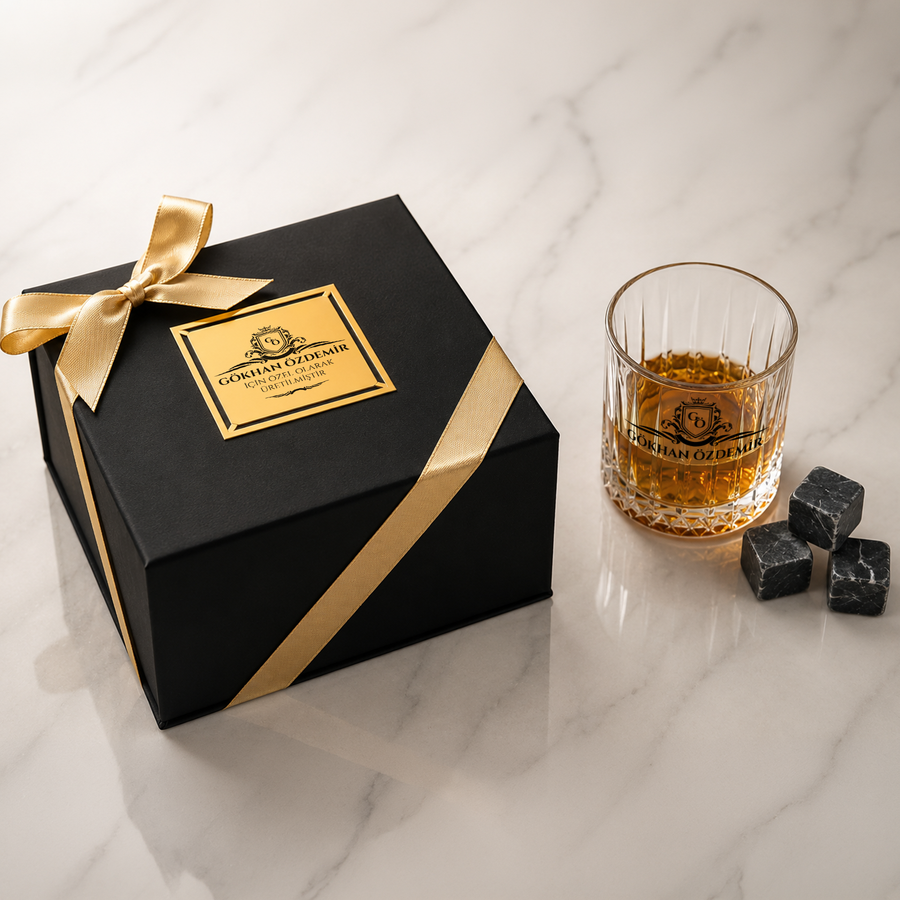 Royal Paradise - Premium Kutulu Kişiye Özel Tekli Viski Kadehi