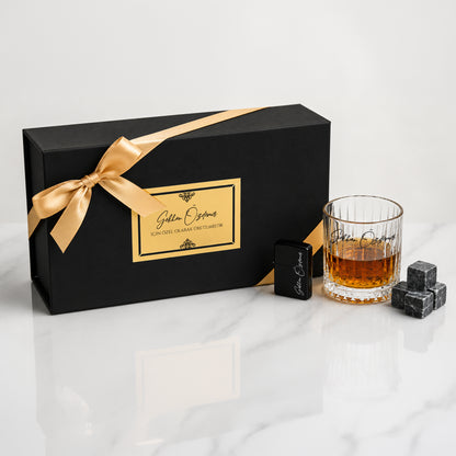 Paradise - Kişiye Özel Premium Kutulu Viski Kadehi & Çakmak Seti