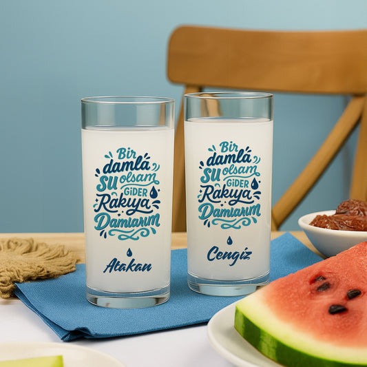 Bir Damla Su Olsam - İkili Rakı Kadehi Seti