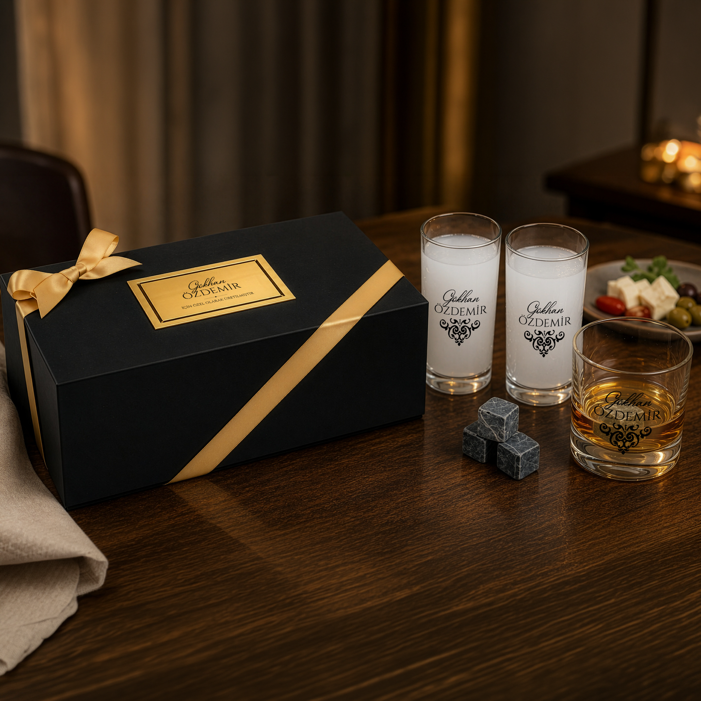 Premium Kutulu Rakı Kadehi & Viski Seti