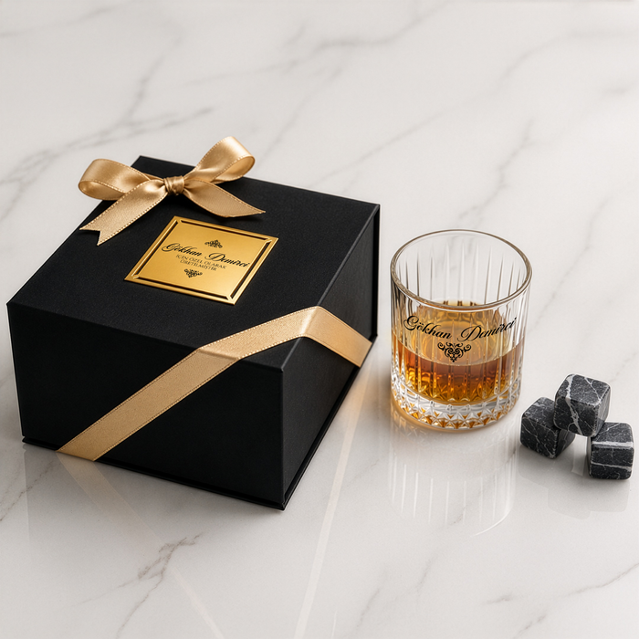 Paradise Orny - Premium Kutulu Kişiye Özel Tekli Viski Kadehi Seti