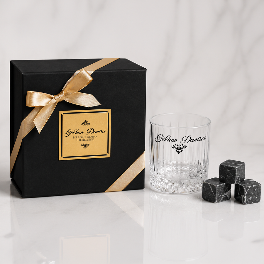 Black Paradise - Premium Kutulu Kişiye Özel Tekli Viski Kadehi