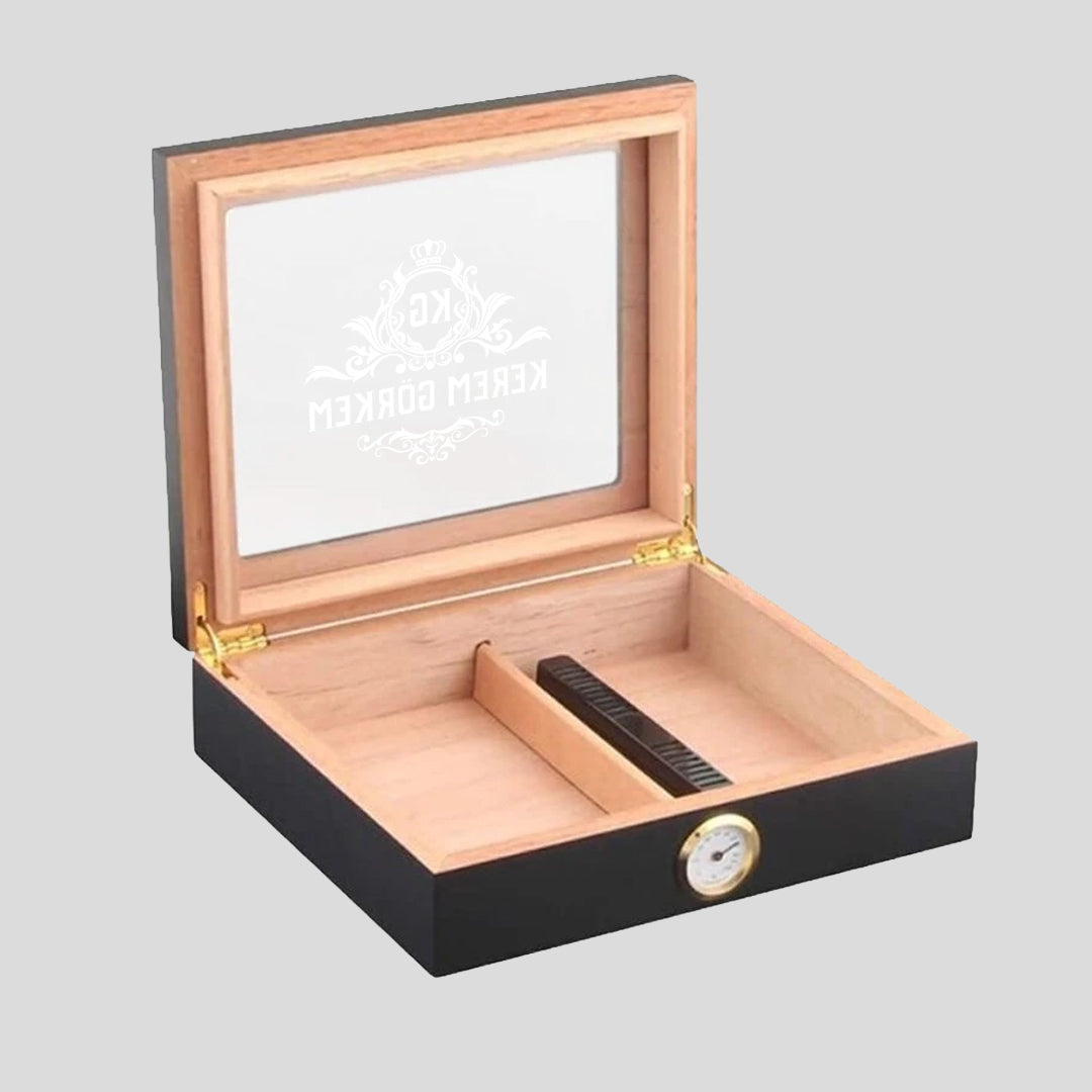 Kişiye Özel Siyah Humidor Puro Kutusu