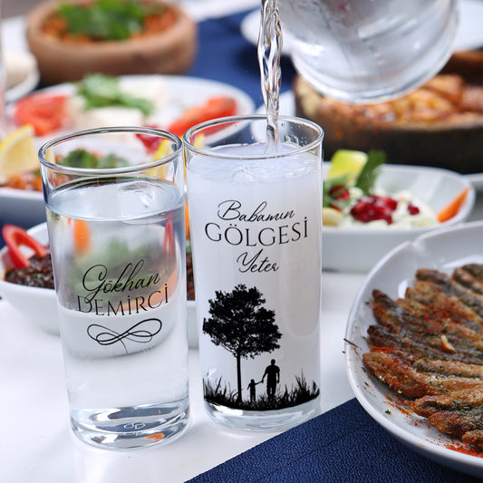 Babamın Gölgesi Yeter - Kişiye Özel İsimli İkili Rakı Kadehi