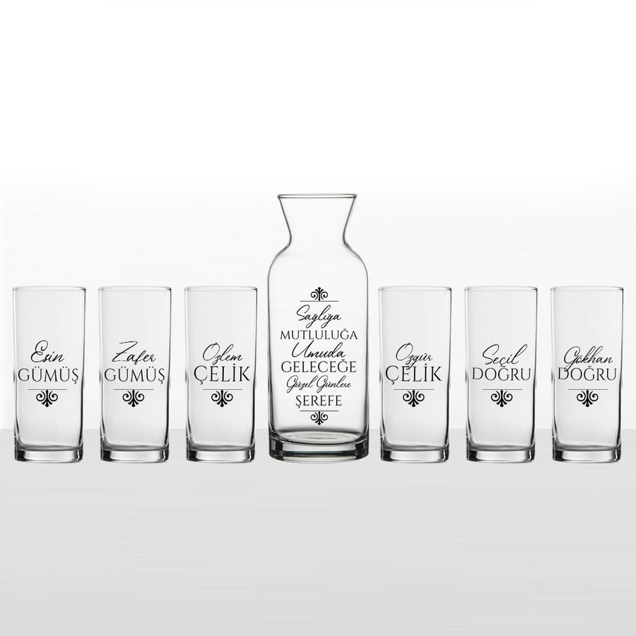 İsimli - 6+1 Rakı Kadehi ve Karaf Seti