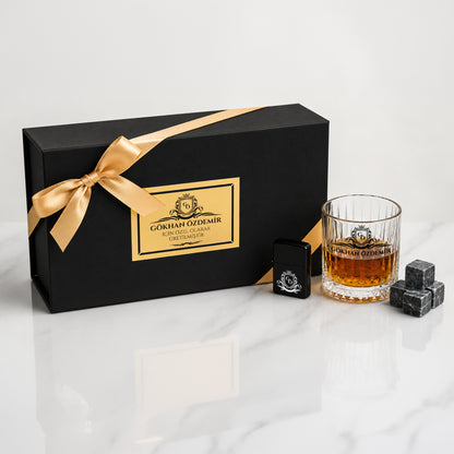 Royal - Kişiye Özel Premium Kutulu Viski Kadehi & Çakmak Seti