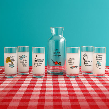 Bi Kalender Meşrep - 6+1 Rakı Kadehi & Karaf Seti
