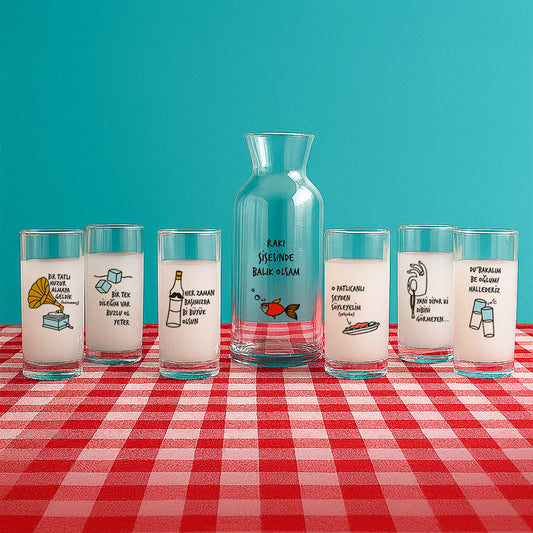 Bi Kalender Meşrep - 6+1 Rakı Kadehi & Karaf Seti