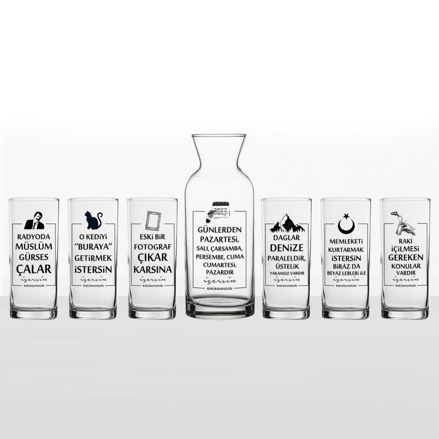 Rakı Bahaneleri - 6+1 Rakı Kadehi ve Karaf Seti