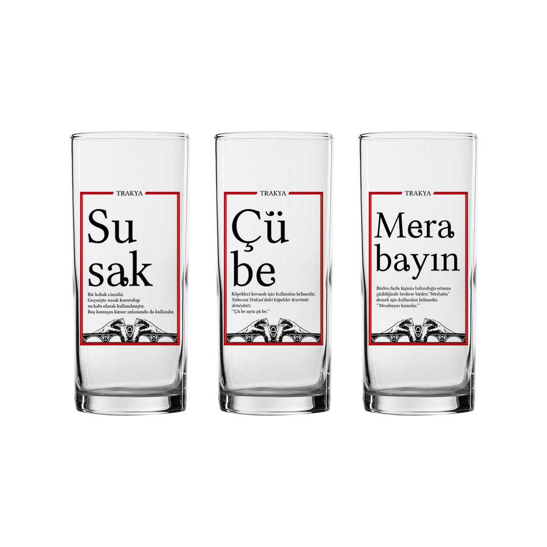 Trakya Sözlüğü - 6+1 Rakı Kadehi ve Karaf Seti