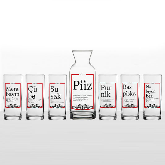 Trakya Sözlüğü - 6+1 Rakı Kadehi ve Karaf Seti